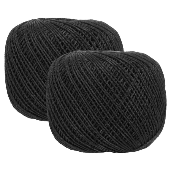 2 Rolls 164 Yards Size 3 Black Pearl Cotton Crochet Thread Lace Weight Yarn Tatting Thread for Crocheting Knitting Embroidery Sewing