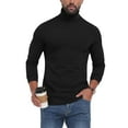 thumbnail image 4 of Sevevn Men Turtleneck Long Sleeve Slim Fit Pullover Classic Lightweight Knit Mock Neck Shirt Casual Fall Winter Base Layer Top Black S, 4 of 9