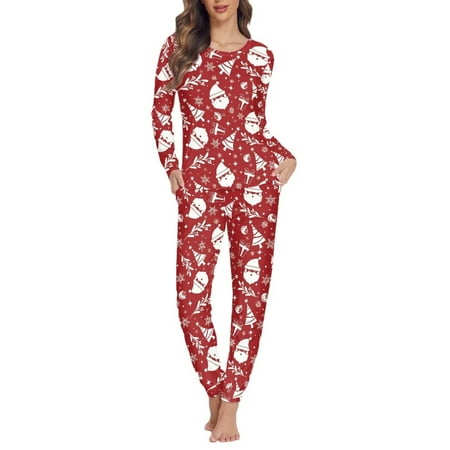 

Suhoaziia Pajama Sets for Women Soft Lightweight Sleepwear Home Life Warmth Pjs Elastic Lightweight 2 Pieces Casual Softness Christmas Tree Nightwear Cozy Leisure Suit Fit Size S