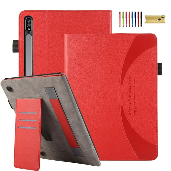 Dteck Case for Samsung Galaxy Tab S9 11" / S9 FE 10.9" Tablet 2023, Premium PU Leather Cover with Card Holder & Hand Strap, Multi-Angle Viewing Stand Folio Cover for Samsung Tab S9/S9 FE,Red
