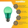 thumbnail image 3 of Sunlite LED A19 Colored Light Bulb, 3 Watts (25w Equivalent), E26 Medium Base, Non-Dimmable, UL Listed, Party Decoration, Holiday Lighting, Green, 3 Pack, 3 of 8