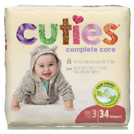 First Quality 27303140 Assorted Animal Prints Cuties Complete Care Diapers, Size 3 - Pack of 136