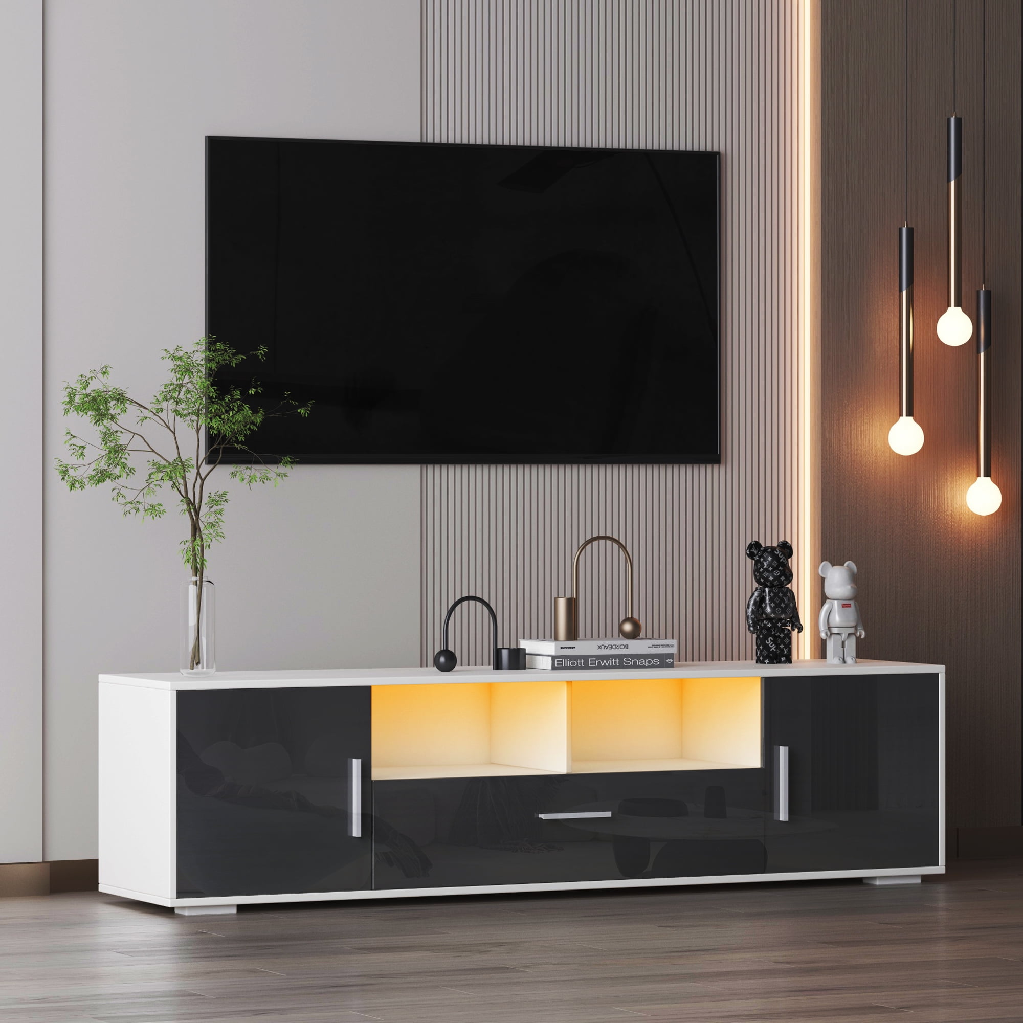 LED TV Stand for up to 65in TV, HSUNNS TV Modern Entertainment Center