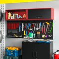 thumbnail image 5 of Metal Wall Storage Cabinet with Lock 1 Shelving Garage Storage Cabinet with Flip-Up Door Hanging Garage Cabinet for Kitchen Home Workshop,Assembly Required (Black Red, 13.7" H), 5 of 13