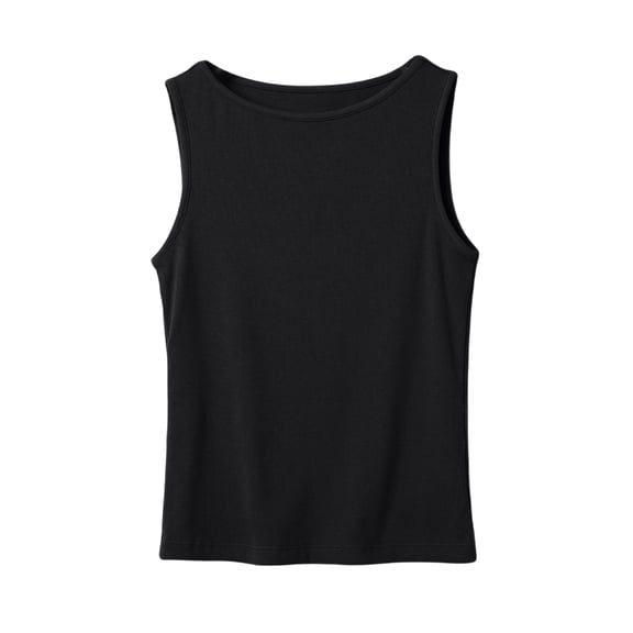 dgysar Womens Racerback Tank Tops, Boat Neck Sleeveless Base Layer Undershirt Slim Fit Cotton Blend Ribbed Knit Lightweight Breathable Summer Solid Cami Shirt Apparel Black S