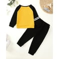 thumbnail image 3 of 4T Baby Boys Outfits 5T Boys Fall Winter Clothes Toddler Boys Long Sleeve Color-blocked Top Pants 2PCS Set Yellow, 3 of 7