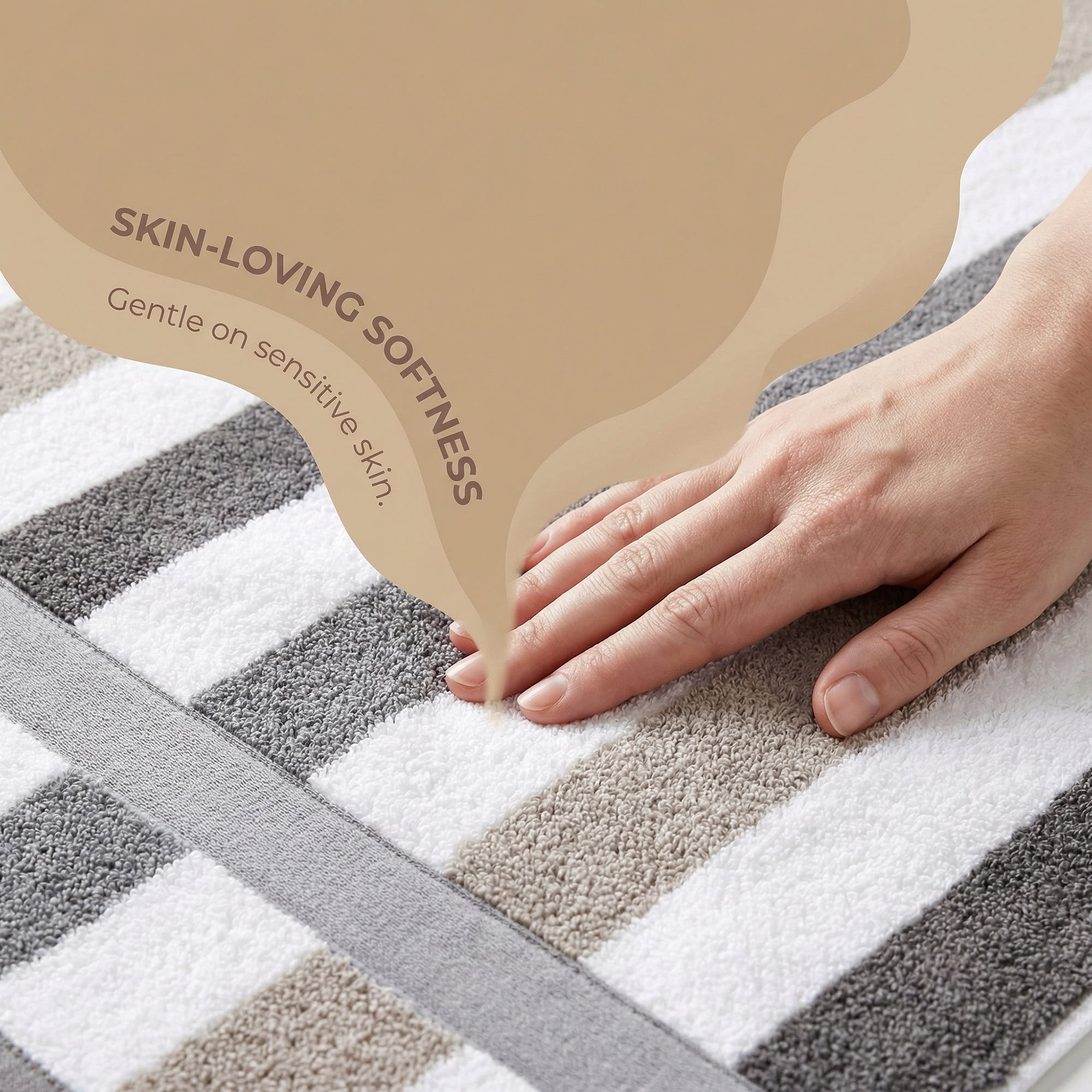 Unique Bargains Absorbent Stripe Soft Cotton Towel 2 Pack Grey 55"x28"