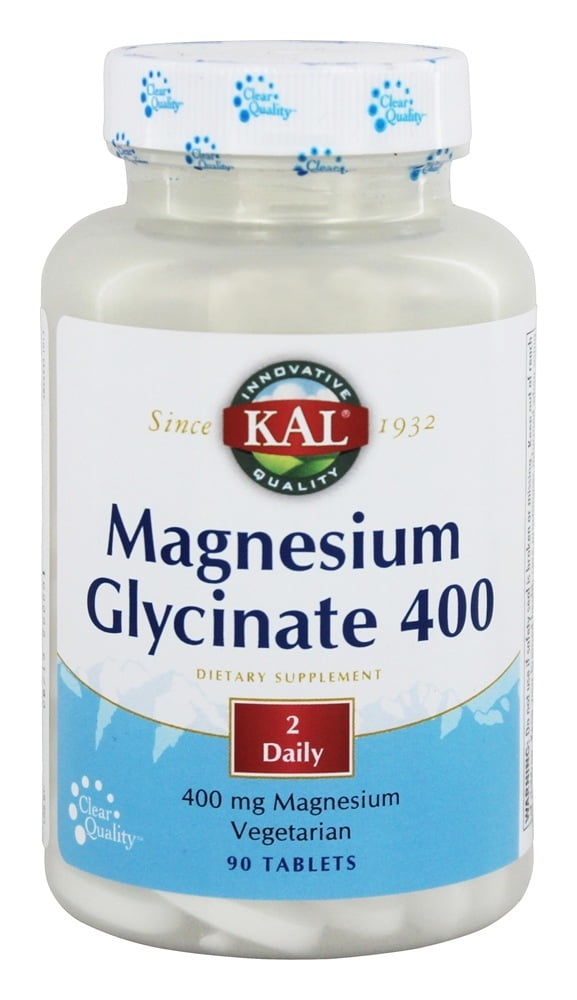 KAL Magnesium Glycinate 400 Vegan, Chelated, NonGMO, Soy, Dairy, and Gluten Free (90 CT