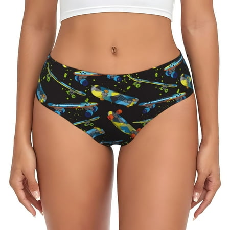Womens Underwear - Colorful Skateboard No Show Seamless Underwear for Women  Soft Stretch Womens Panties  Hipster Ladies Panties Bikini Underwear Briefs