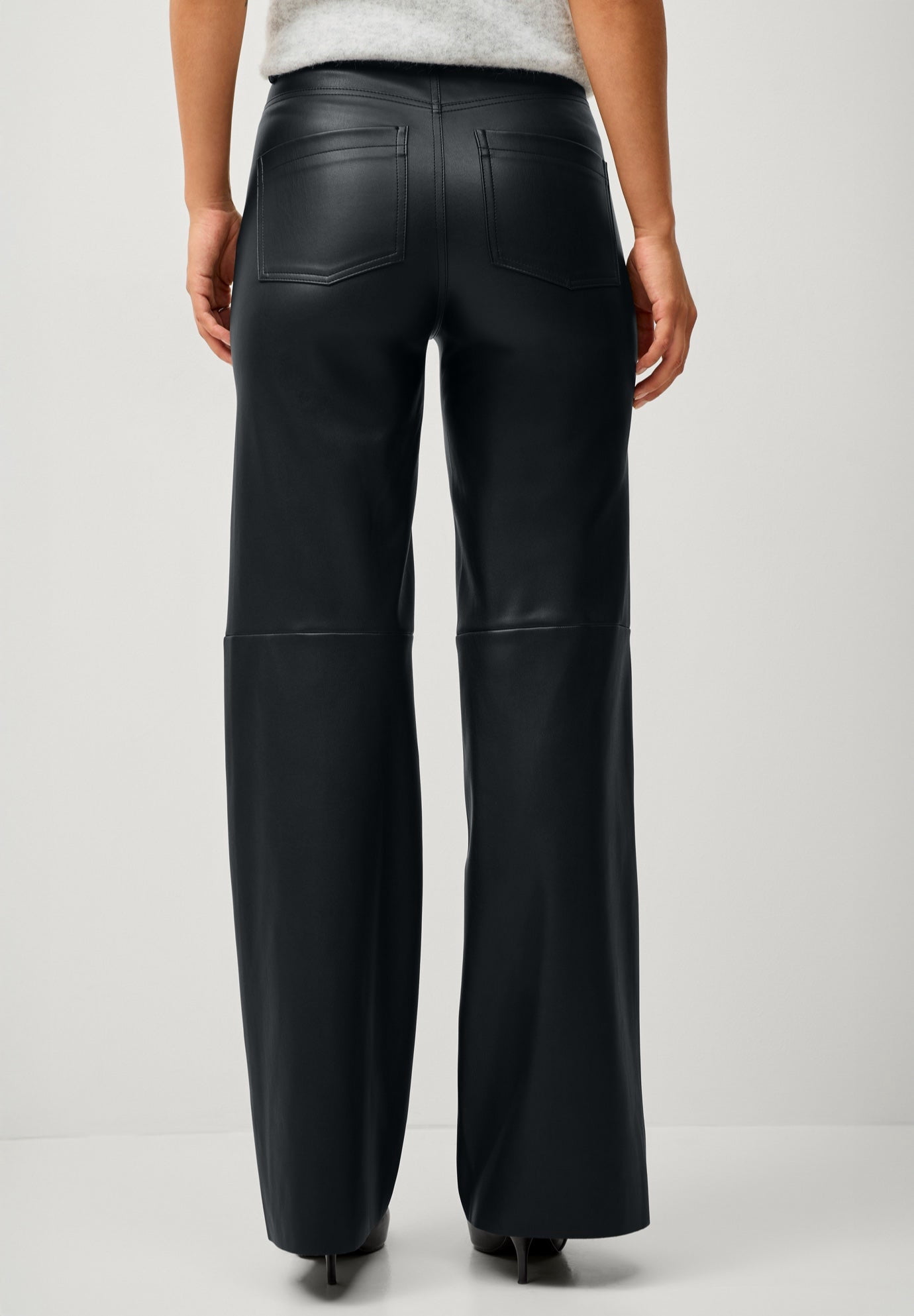 Ellos Plus Size 5 Pocket Faux Leather Wide Leg Pants