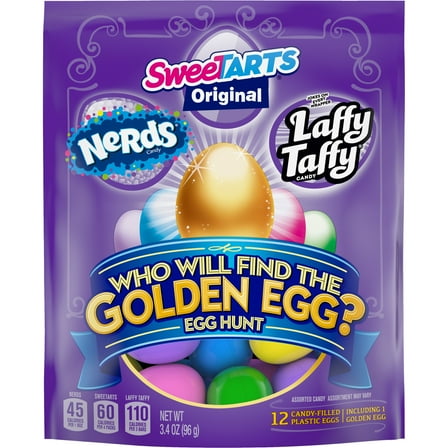 Wonka Golden Egg Plastic Egg Hunt Mix, Candy Variety Pack Prefilled Easter Eggs, 12 Count