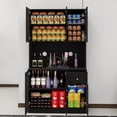 thumbnail image 5 of 71" Kitchen Pantry Storage Cabinet with Microwave Oven Countertop, Freestanding Hutch Cabinet with Adjustable Shelves, 6 Doors and 1 Drawer-Black, 5 of 5