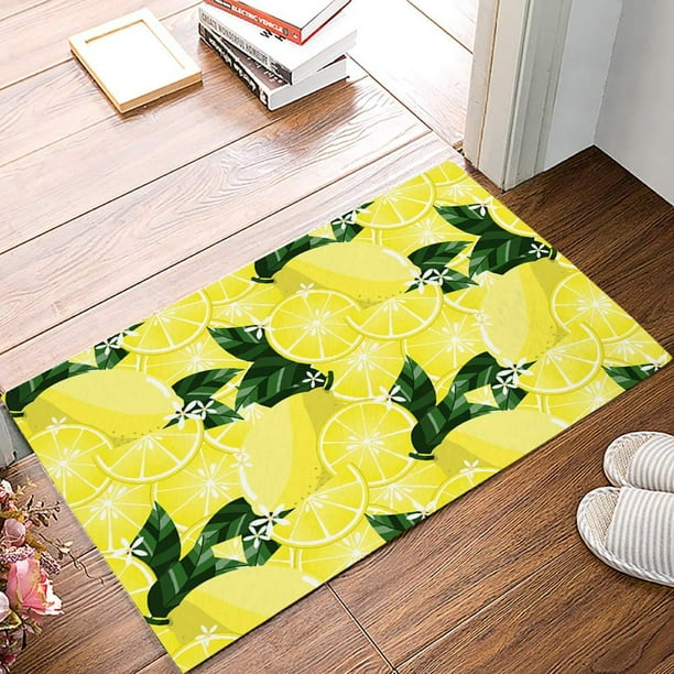 20x32Inch Area Rug Absorbent Door Mat Kitchen Rugs Carpet, Summer Lemon
