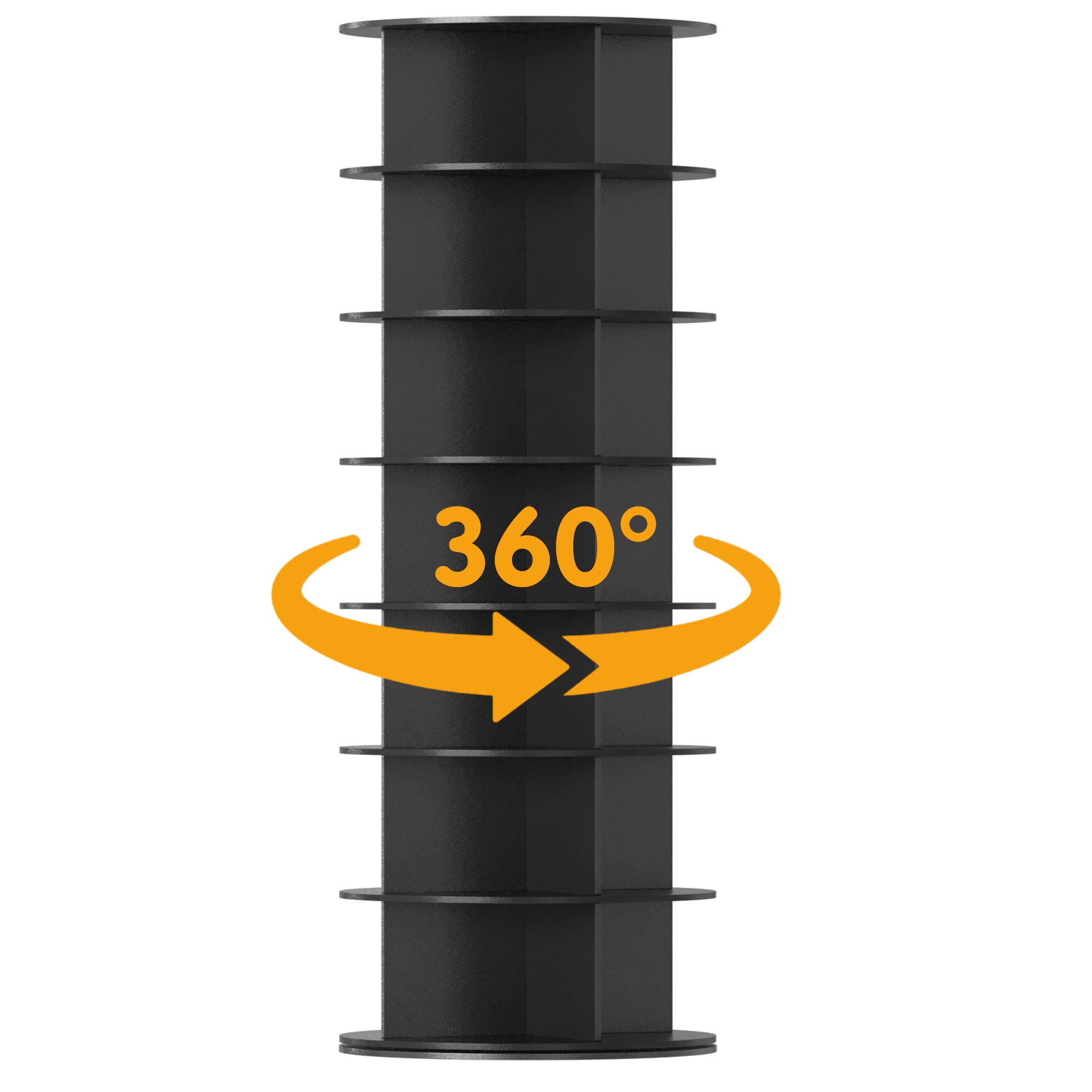 SpaceAid Rotating Shoe Rack Tower 7 Tier, Display Lazy Susan, Black, 23.2"D x 23.2"W x 63"H