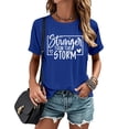 thumbnail image 2 of Ankishi Funny Tshirt Women Stronger Than The Storm Fashion Casual T Shirt Summer Loose Fit Clothes for Travel Dating, 2 of 7