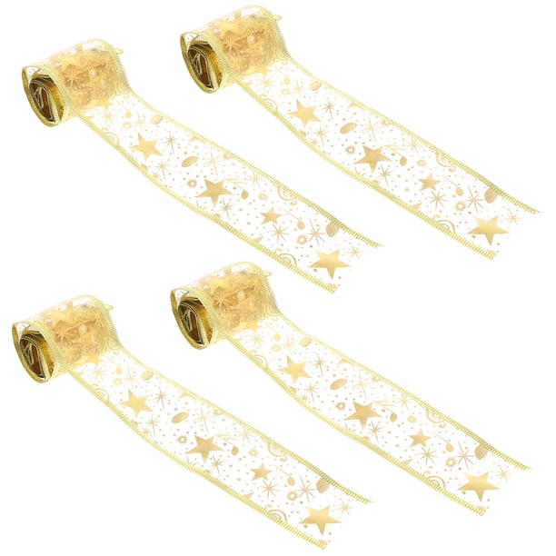 EeaseMX 4 rollos de cinta navideña para decoración de regalos, cintas decorativas para manualidades navideñas