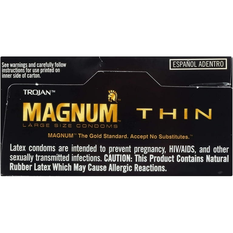 TROJAN MAGNUM Thin Lubricated Premium Latex Condoms Large Size 12 Each  (Pack of 6) - Walmart.com
