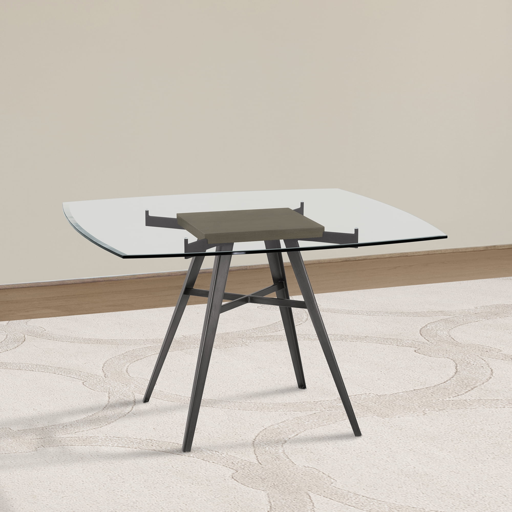 Armen Living Ojai 36" Square Glass Top Dining Table in Gray Walmart