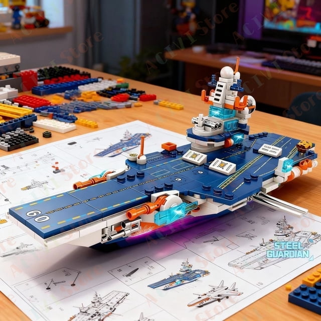 Navy War Chariot, barco del ejército, modelo de avión, buques de guerra, bloques de construcción compatibles con Lego, juego de construcción para niños, juguetes de ladrillos,41078 no box