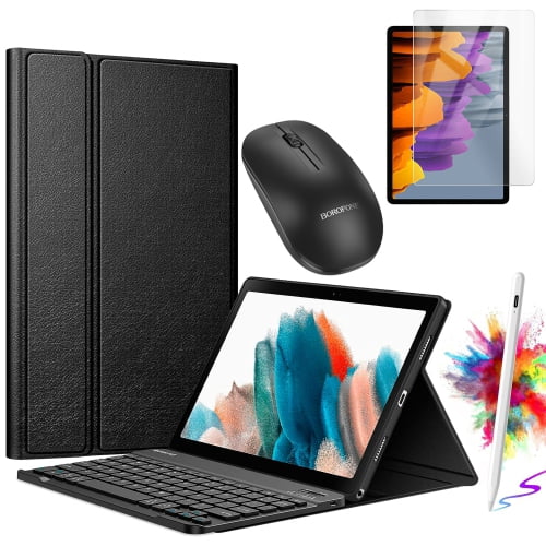Keyboard Case With Screen Protectore Stylus Pen Samsung Galaxy Tab A9 Plus / A9+ 11 Inch 2023 Case Slim Lightweight Stand Cover with Wireless Bluetooth Keyboard Mouse Seat 4in1