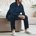 thumbnail image 7 of Naloa Blue Glitter Retro Men’s Pajamas Set - Long Sleeve Button Down Sleep Shirt and Pajama Bottoms Sleepwear Set-Small, 7 of 7