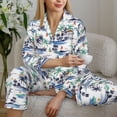 thumbnail image 6 of Uemuo Hawaii Palms Pattern Womens Pajama Sets,PJ Set for Women,Pajamas for Women Logo,Long Sleeve Pajama Set for Women,Soft Long Sleeve Top With Pants-, 6 of 9