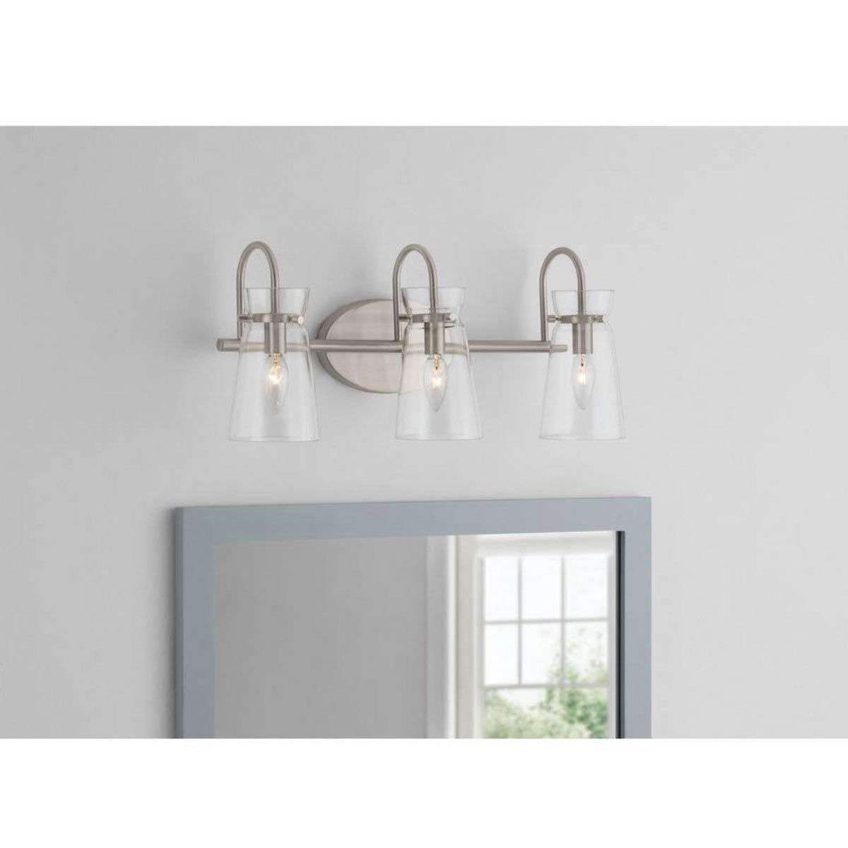 Ceybo 4 Light Vanity Lights for Bathroom — Brushed Nickel Finish with Clear Glass Shade