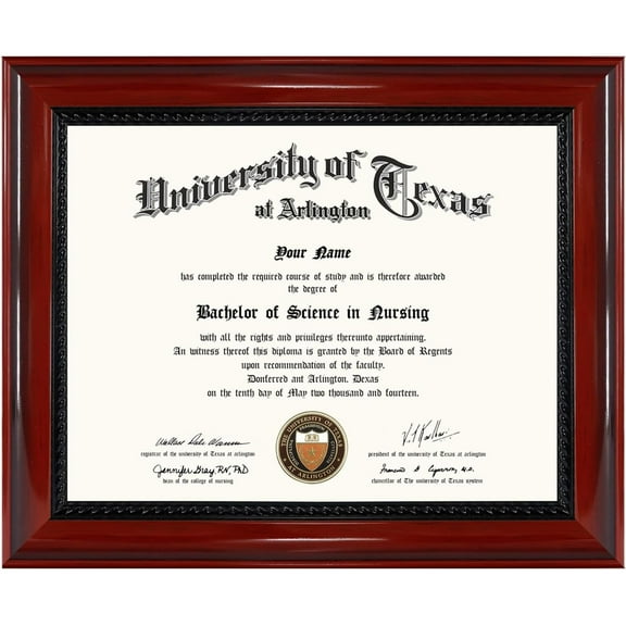 GraduationMall Certificate Documents Diploma Frame Cherry Solid Wood with Intricate Black Rope Detail 8.5 x 11