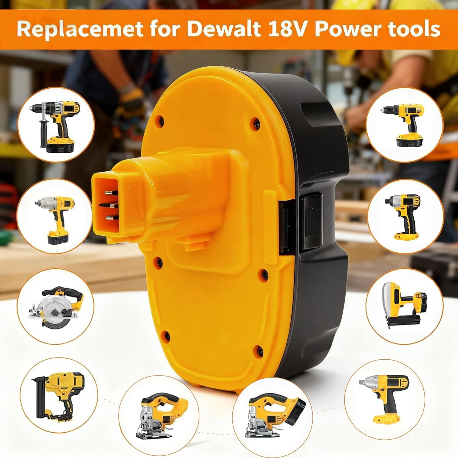 6 Packs 18V Replacement Battery for DeWalt DC9096 18 Volt DE9096 DC9098 DE9098 DE9098 DW9096 DW9095