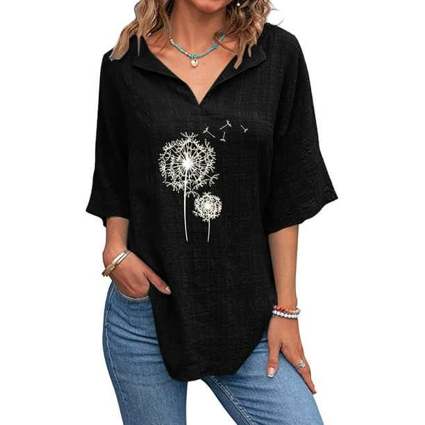 Camisa Mujer Verano Blusa De Lino Y Algodón Para Mujer Manga