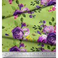 thumbnail image 3 of Soimoi Tissu Popeline de Coton Imprimé Feuilles & Roses 1 Yard 56 Pouces de Large, 3 of 3
