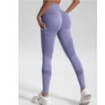 thumbnail image 2 of Women's High Waist Seamless Yoga Pants with Tummy Control, Squat-Proof Workout Leggings for Gym, Peach Butt Lifting Compression Fitness Pants,Purple M, 2 of 5