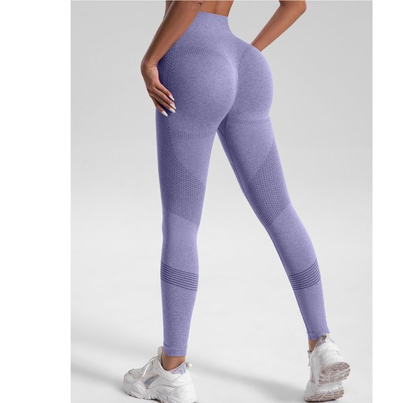 3D Anti Cellulite Leggings, Womens High Waist Butt Lifting Tummy Control Leggings Yoga Pants Purple S