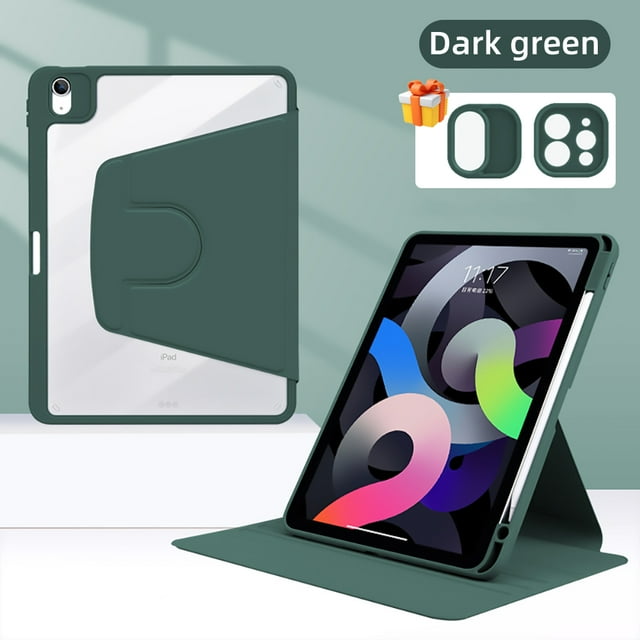 Pour iPad 10e Génération Étui Rotation 360° pour Air 5/4 Pro11 10,9 Po Étui pour Mini 6 iPad 7/8/9e 10,2 Po Pro12.9 Housse de Tablette Vert Foncé iPad 10e 10,9 Po