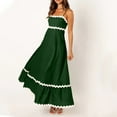 thumbnail image 6 of Summer Fashion, Ahuyic Women's 2024 Summer Spaghetti Straps Sleeveless Backless Sundress Flowy Smocked Lace Swing A Line Midi Dress Beach Dresses for Vacation Army Green XL, 6 of 9