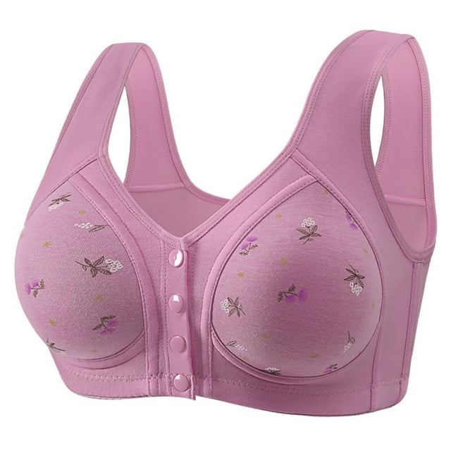 hotojiny Plus Size Bras for Women Front Closure No Underwire Comfort Bralettes Full Coverage Wireless Padded Sleep Bra