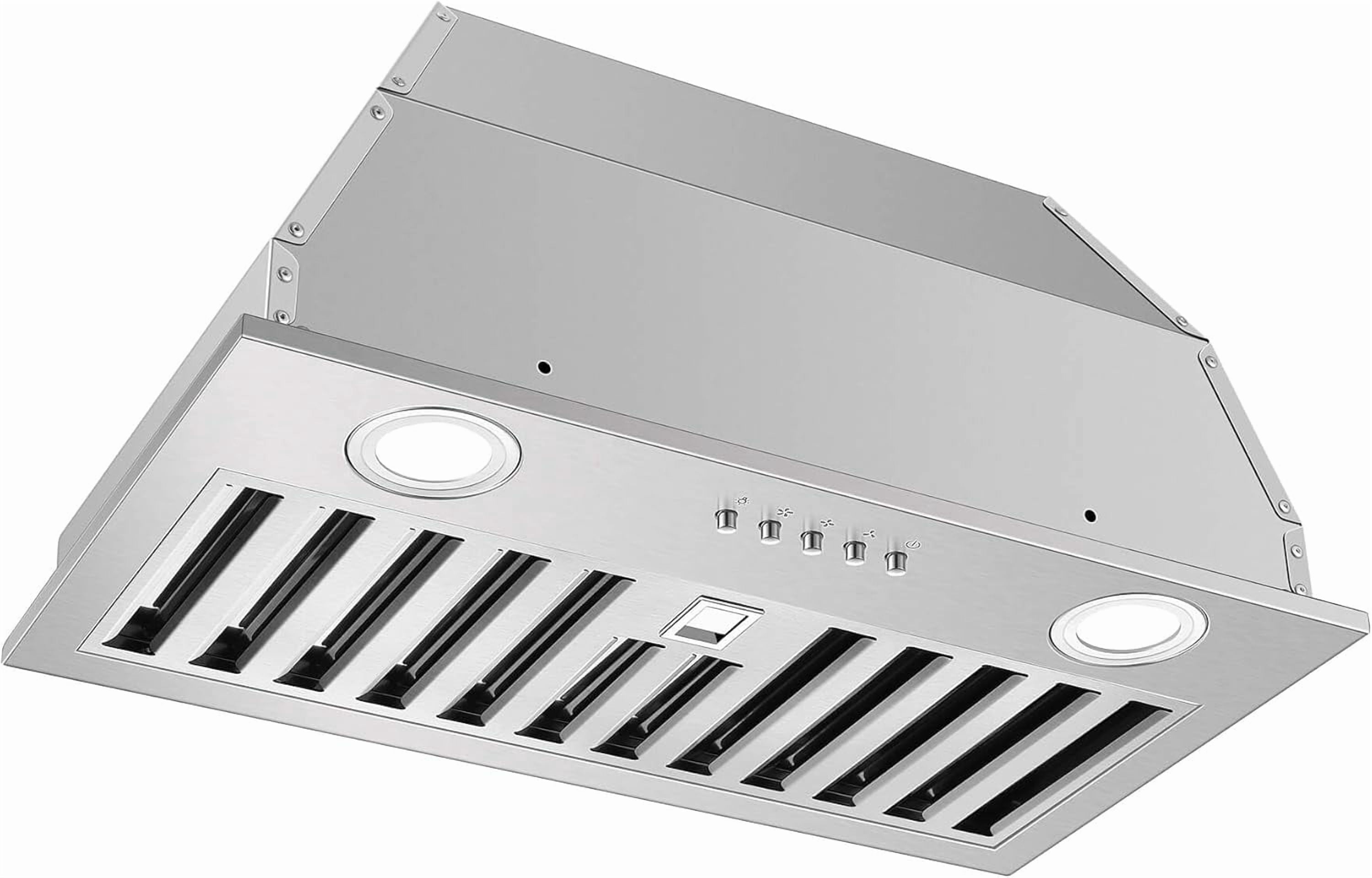 Range Hood 20 inch Built in Range Hood 600 CFM Vent 3-Speed Non-Ducted Integrated Cabinet Ducted/Ductless Convertible Ultra-Quiet Built-in Kitchen Exhaust Hood with Dishwasher-Safe Filter, 3-Speed