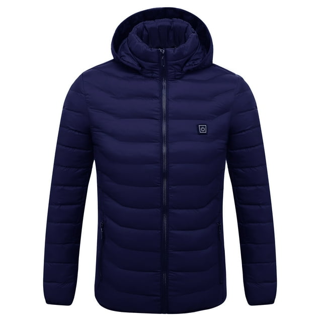 Winter Jacket for Men Solid Heated Jacket, Jacket for Riding Skiing Fishing, USB Charging 3 Heating Levels(Blue,5XL)
