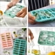 thumbnail image 2 of Bandeja de silicona para cubitos de hielo de 14 rejillas con tapa para hacer cubitos de hielo para uso doméstico (verde), 2 of 5