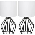 thumbnail image 2 of 2 Pack Boho Style Table Lamps w/ Black Metal Cage Base Bedside Lamp for Den Dorm, 2 of 9