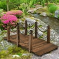thumbnail image 4 of Gymax 5 ft Wooden Garden Bridge Arc Footbridge Stained Finish Walkway w/Rails, 4 of 10