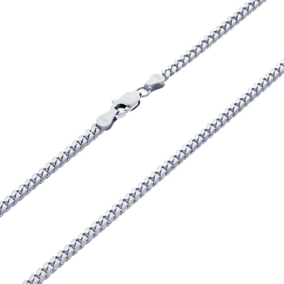 Nuragold 14K Real White Gold Solid Miami Cuban Link 3.5mm Chain Necklace (16"-30") Italian Jewelry for Men & Women