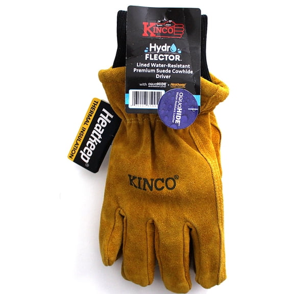 Kinco - 350HKP-M HYDROFLECTOR Lined Water-Resistant Cowhide Gloves for Men (Size: Medium)