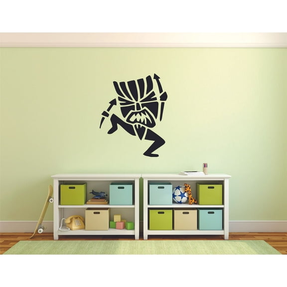 Tiki Man Tikis Dancing Hawaiian Cartoon Wall Sticker Art Decal for Girls Boys Children Room Bedroom Nursery Kindergarten House Fun Home Decor Stickers Wall Art Vinyl Decoration Size (40x35 inch)