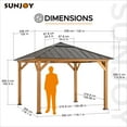 thumbnail image 3 of Sunjoy Hardtop Gazebo 11 x 11 ft. Cedar Framed Wood Gazebo with Brown Steel and Polycarbonate Hip Roof Hardtop for Garden, Backyard Shade, 3 of 9