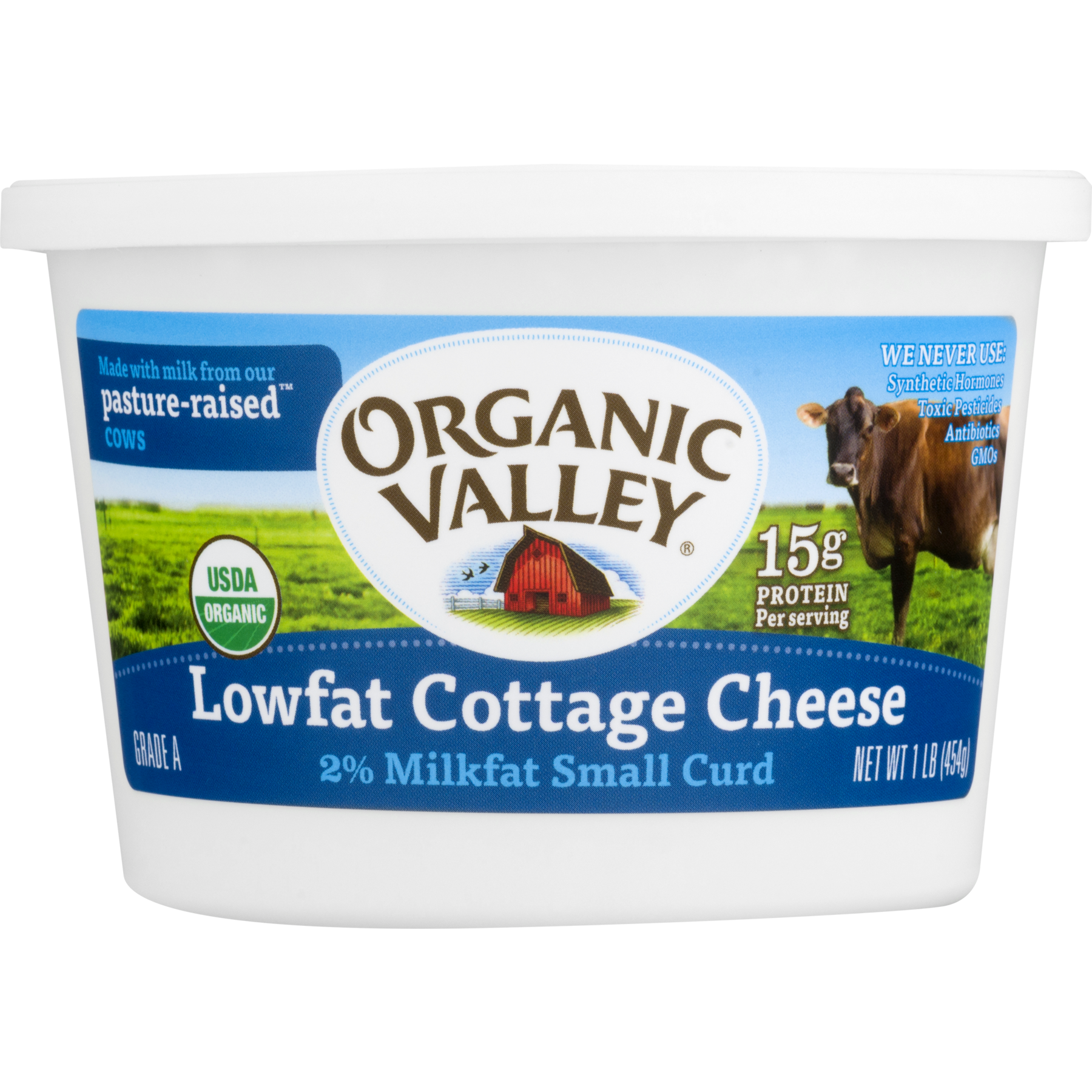Organic Valley Low Fat Small Curd Cottage Cheese 16 Oz Walmart Com