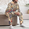 thumbnail image 7 of Salouo Floral With Birds And Fantasy Flowers Print Button-Front Long Sleeve Pajama Set for Men, Soft 2Pjs Men's Long Sleeve Sleepwear-X-Large, 7 of 7