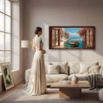 thumbnail image 5 of Lake Boat Window Canvas Wall Art - Nature Scenery Coastal Pictures Landscape Canvas Prints, Horizontal Modern Painting Artwork for Living Room Bedroom, 5 of 7
