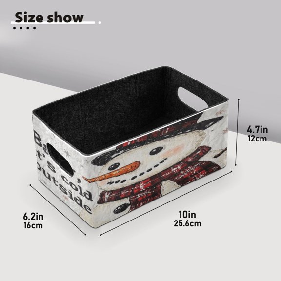 BZSMCE Shelf Baskets Adorable Smiled Snowman Pattern Pattern Storage Cube Bins 10.1*6.3*4.7in Set of 2