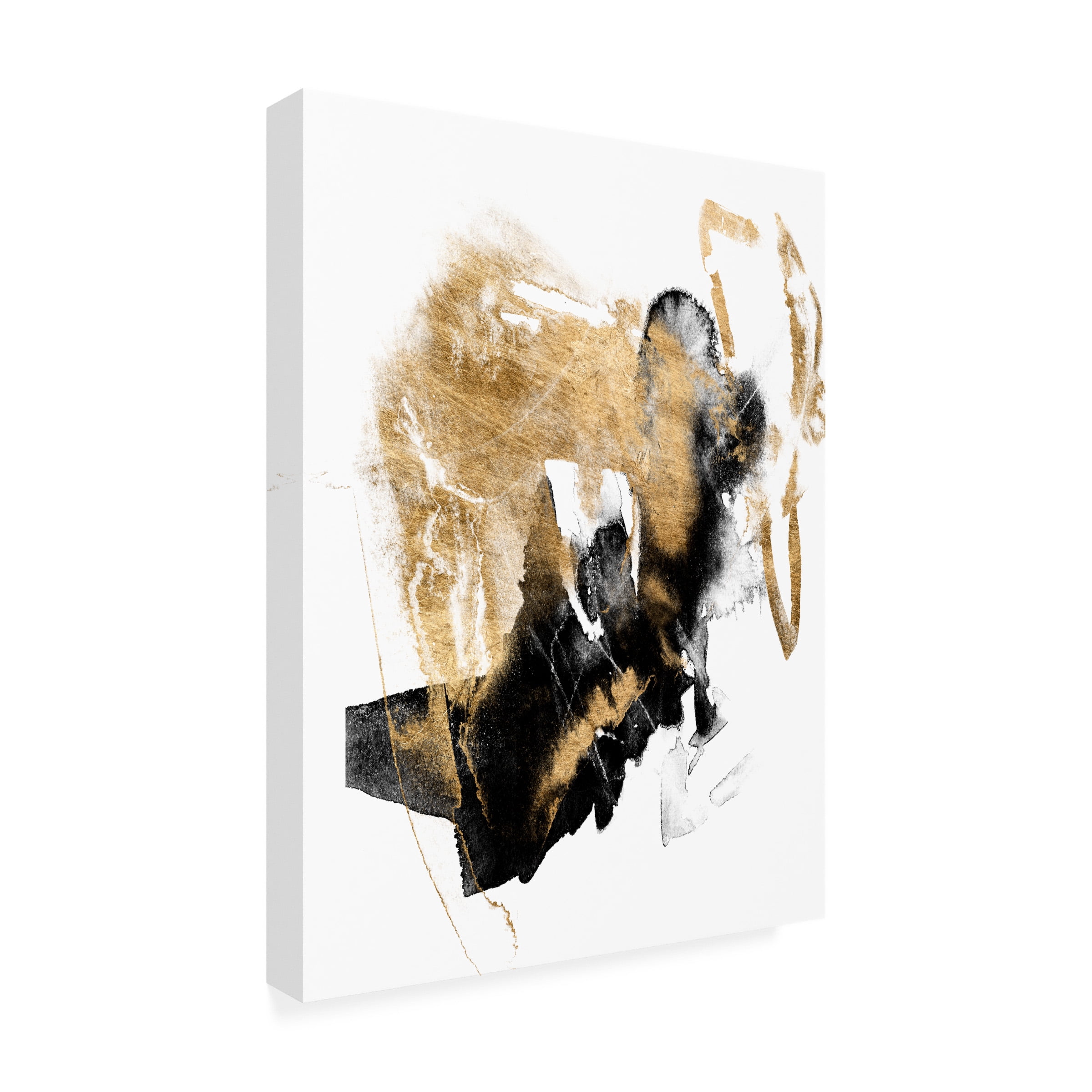 Jennifer Goldberger 'Black And Gold Splash I' Canvas Art